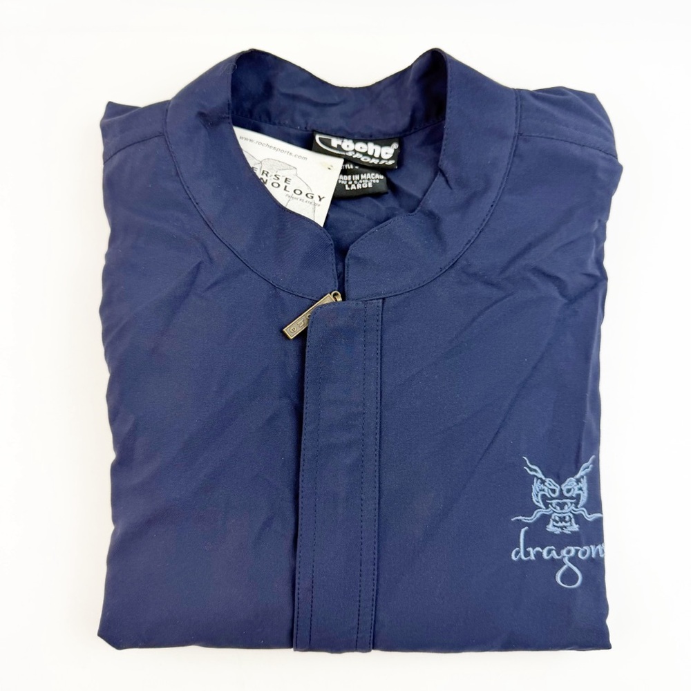 NWT Vtg 90s Roche Nakoma Dragon Golf Course Pullover Blue Zip Windbreaker Mens L